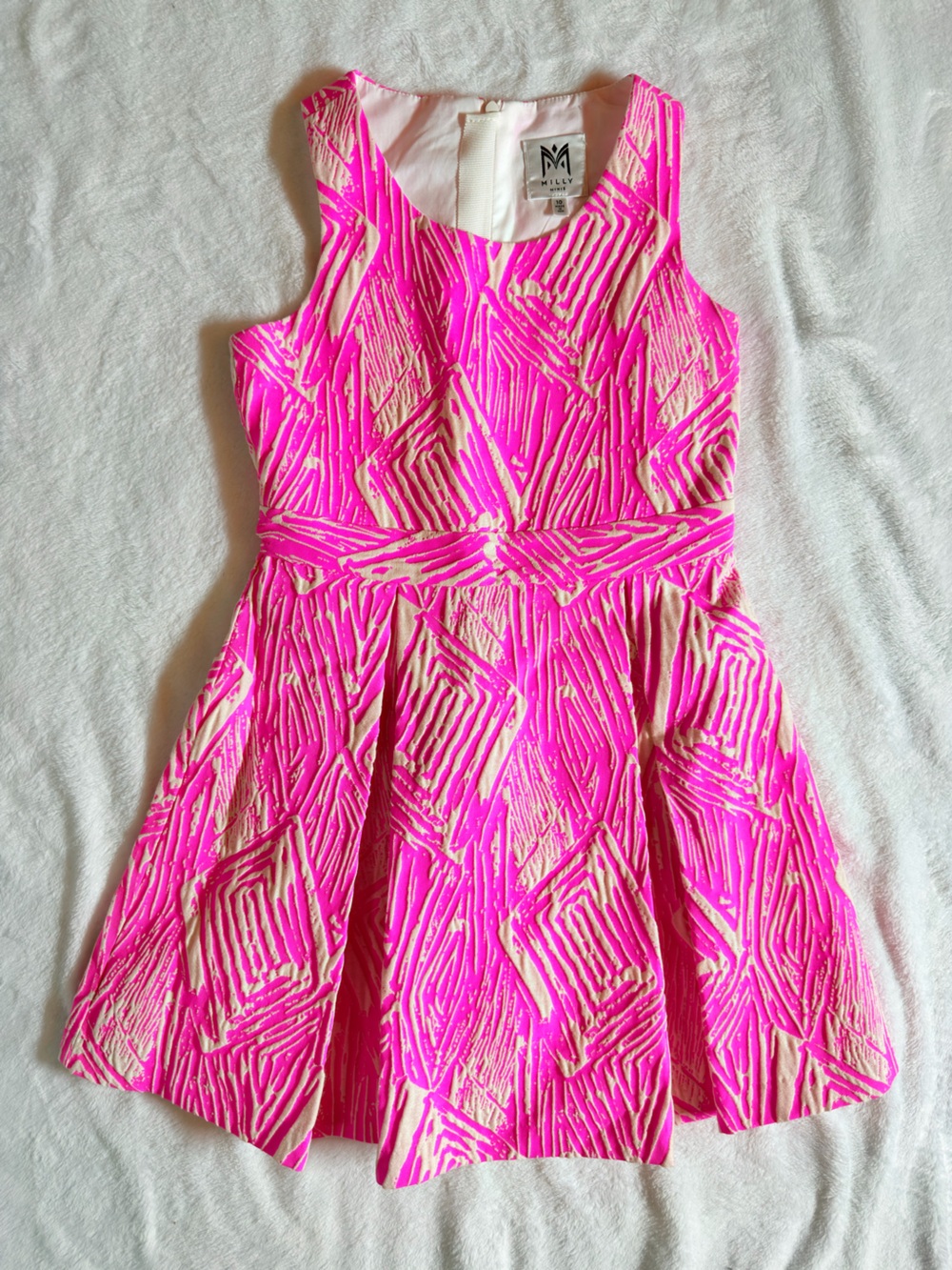 NWOT Milly Minis Hot Pink and Cream Textured Dress 10